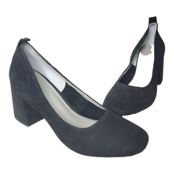 1. State Shoes - 1. State Madene Black Nubuck Leather Chunky Heels